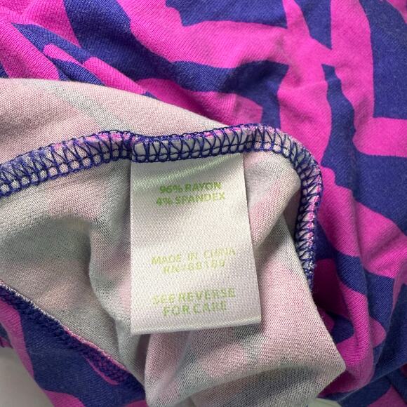 Lilly Pulitzer Pink & Purple Zigzag Print Blouson Waist Dress Size S Rayon Blend - Picture 7 of 9